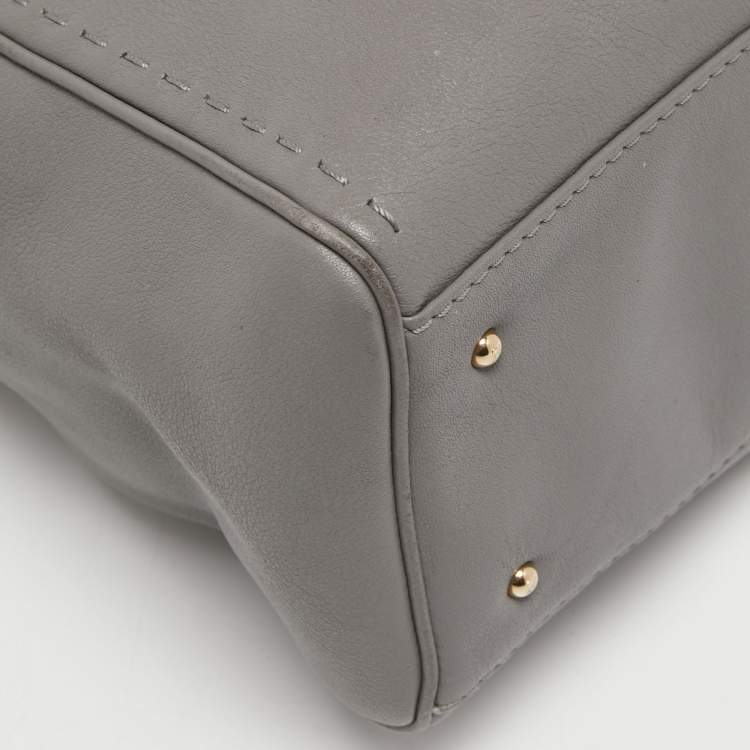Pre Owned CH Carolina Herrera Grey Leather Tote