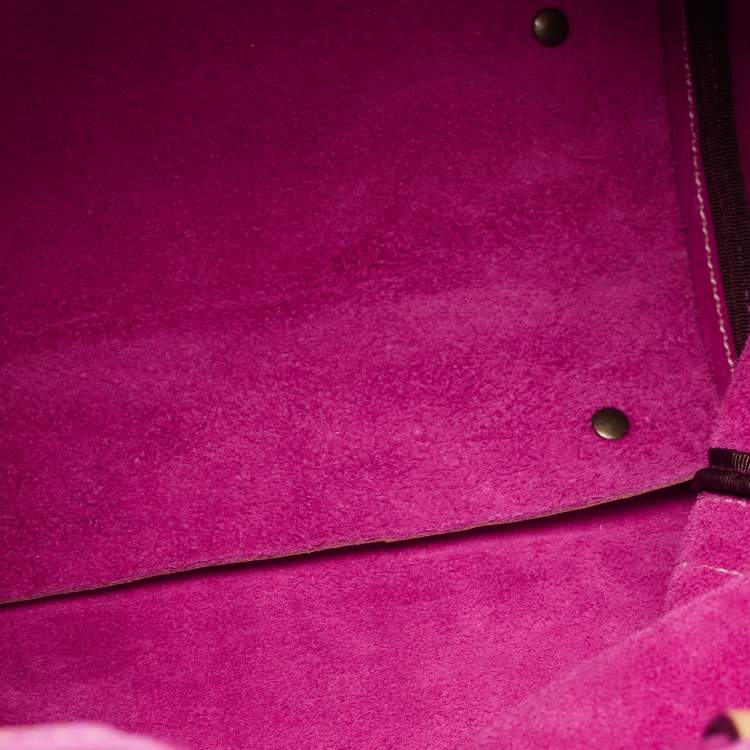 Pre Owned CH Carolina Herrera Fuchsia Monogram Embossed Leather Andy Tote