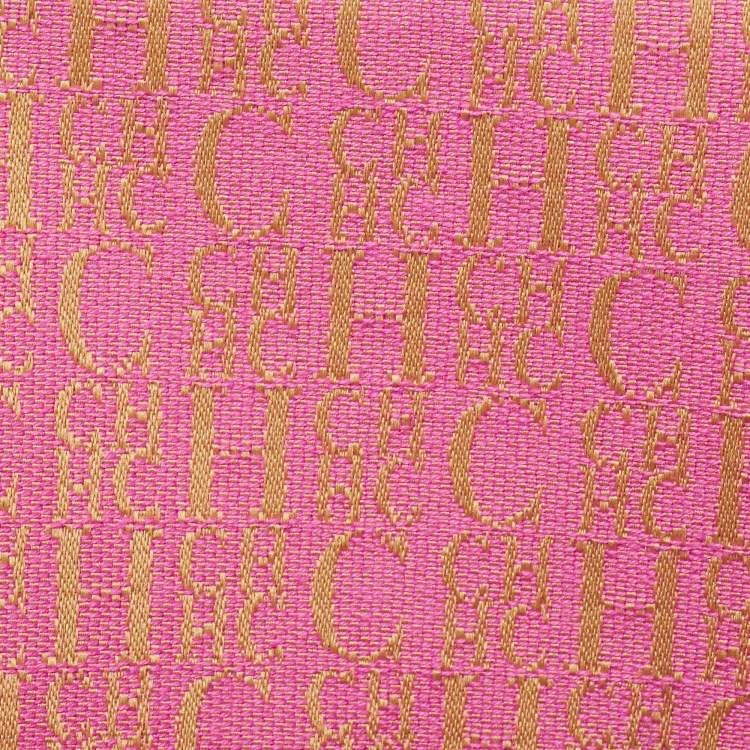 Pre Owned CH Carolina Herrera Fuchsia Monogram Embossed Leather Andy Tote