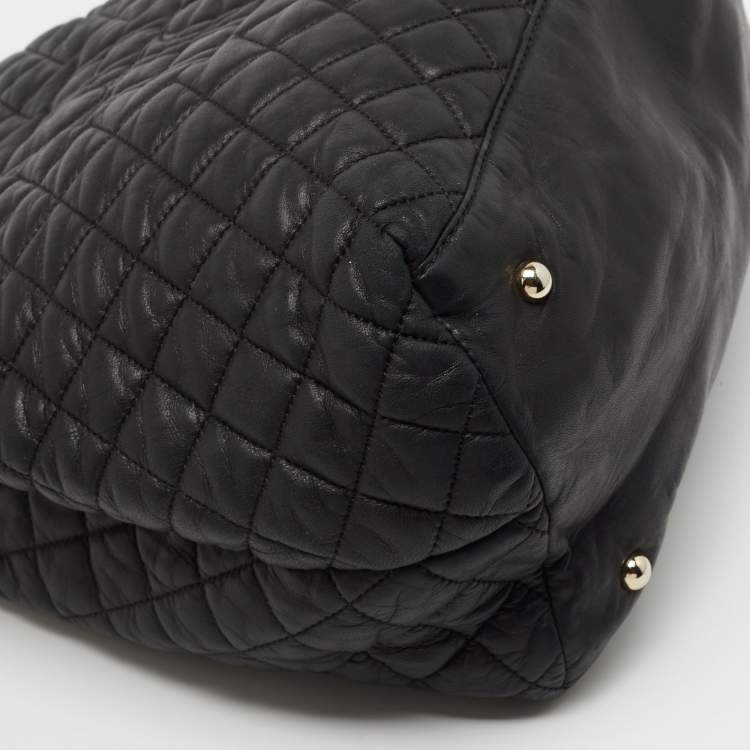 Pre Owned CH Carolina Herrera Black Quilted Leather Logo Tote