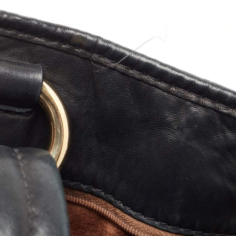 Pre Owned CH Carolina Herrera Black Quilted Leather Logo Tote