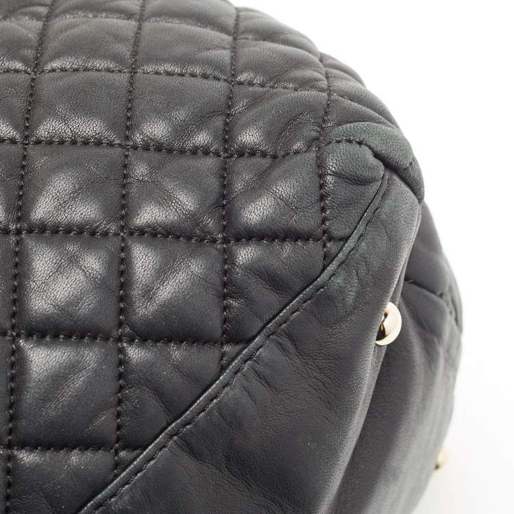 Pre Owned CH Carolina Herrera Black Quilted Leather Logo Tote