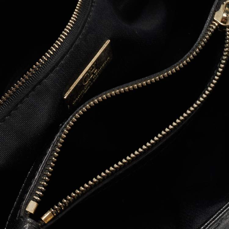 Pre Owned CH Carolina Herrera Black Quilted Leather Chain Shoulder Bag