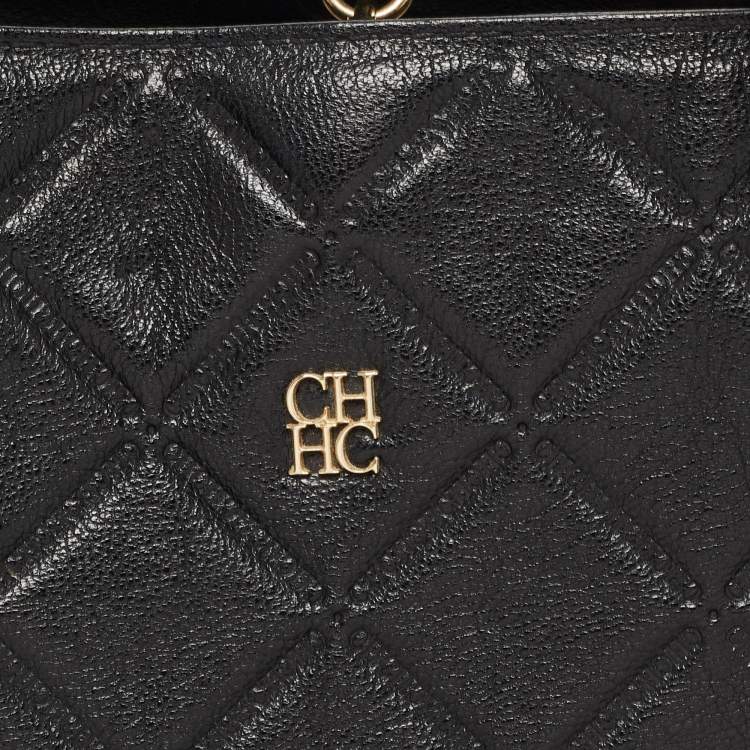 Pre Owned CH Carolina Herrera Black Quilted Leather Chain Shoulder Bag