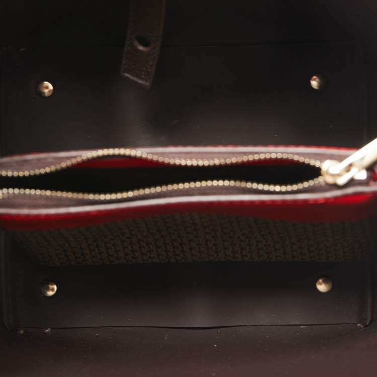 Pre Owned Carolina Herrera Dark Brown Monogram Coated Canvas and Leather Small Matryoshka Locked Tote