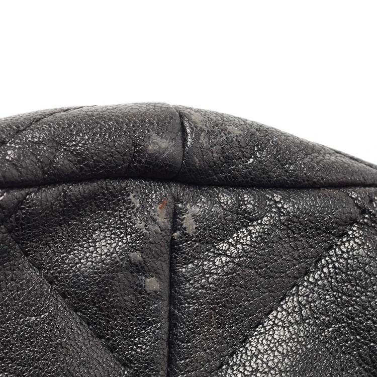 Pre Owned CH Carolina Herrera Black Quilted Leather Flap Chain Shoulder Bag