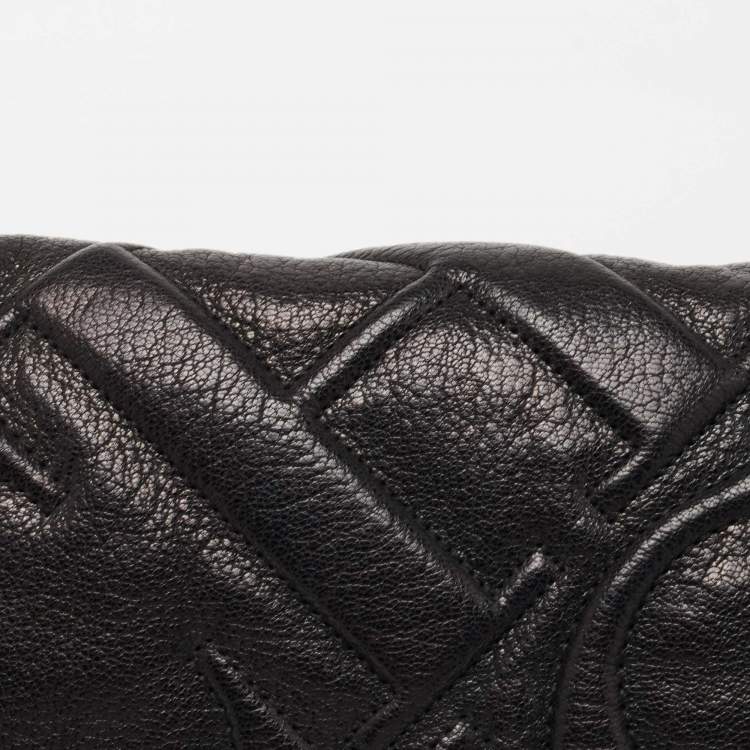 Pre Owned CH Carolina Herrera Black Quilted Leather Flap Chain Shoulder Bag