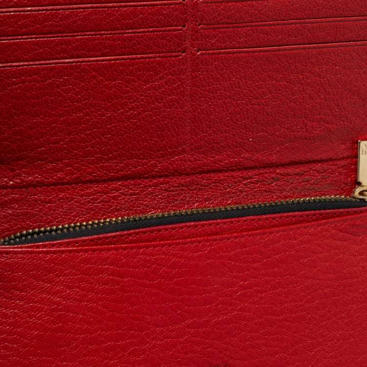 Pre Owned CH Carolina Herrera Black Embossed Leather Flap Continental Wallet