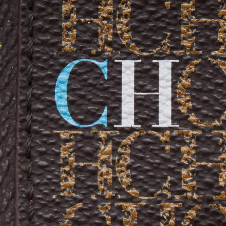 Pre Owned CH Carolina Herrera Brown Monogram Coated Canvas Bucket Bag