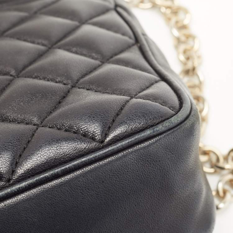 Pre Owned CH Carolina Herrera Black Quilted Leather Chain Crossbody Bag