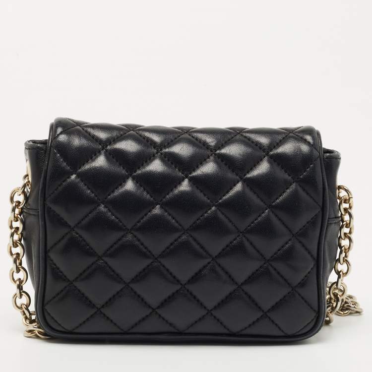 Pre Owned CH Carolina Herrera Black Quilted Leather Chain Crossbody Bag