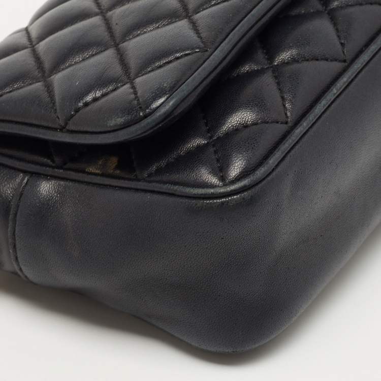 Pre Owned CH Carolina Herrera Black Quilted Leather Chain Crossbody Bag