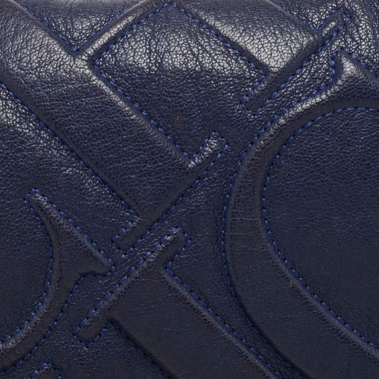 Pre Owned CH Carolina Herrera Blue Quilted Leather Flap Chain Shoulder Bag