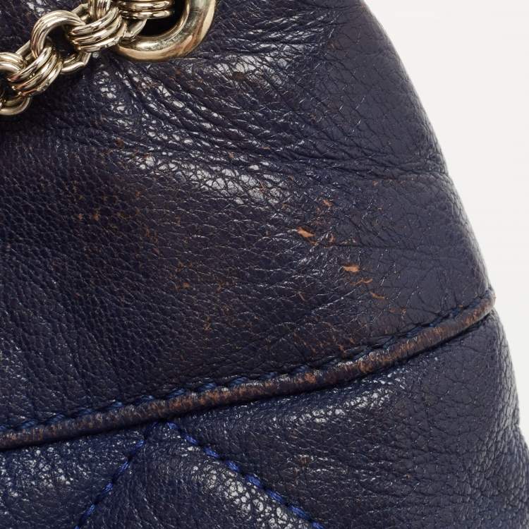 Pre Owned CH Carolina Herrera Blue Quilted Leather Flap Chain Shoulder Bag