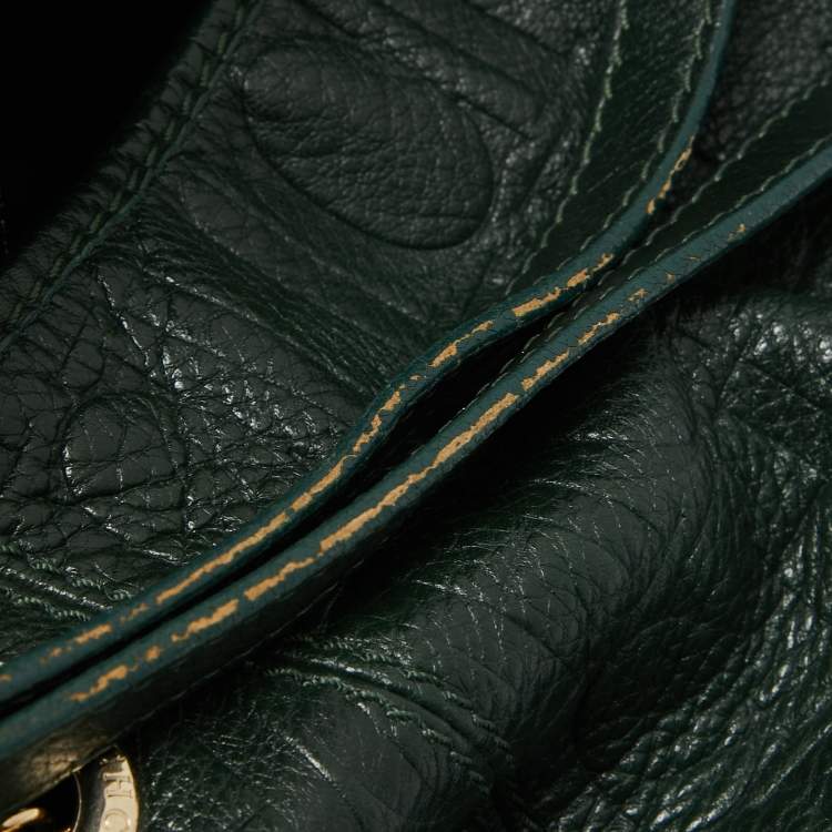 Pre Owned CH Carolina Herrera Green Monogram Leather Chain Bag