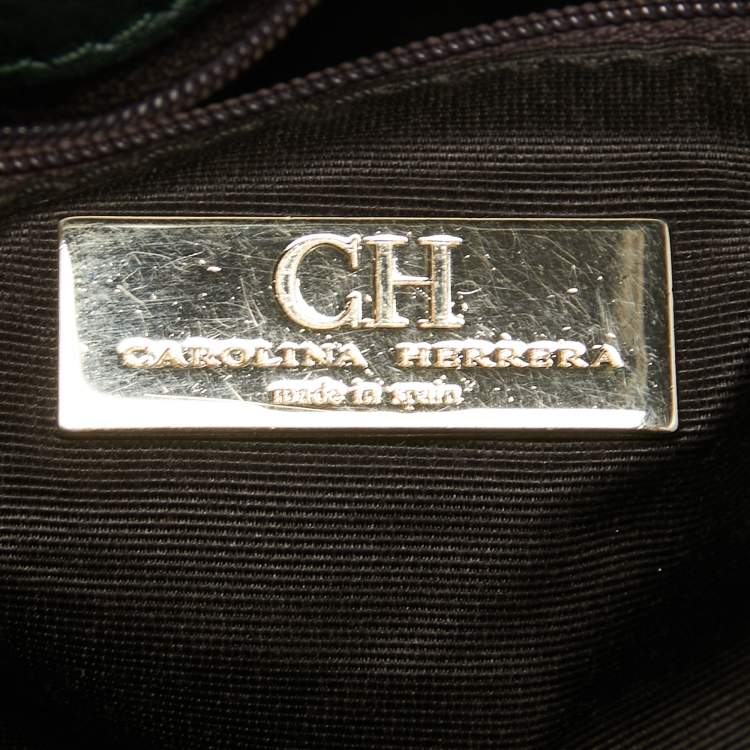 Pre Owned CH Carolina Herrera Green Monogram Leather Chain Bag