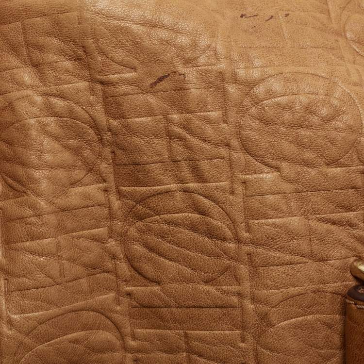 Pre Owned CH Carolina Herrera Beige Monogram Leather Hobo with Wallet
