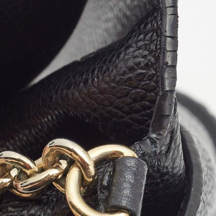 Pre Owned CH Carolina Herrera Black Leather Flap Chain Bag