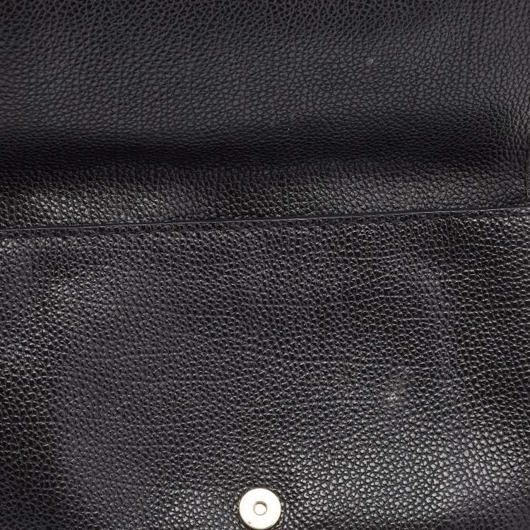 Pre Owned CH Carolina Herrera Black Leather Flap Chain Bag
