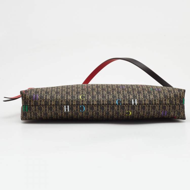 Pre Owned CH Carolina Herrera Brown/Gold Signature Coated Canvas Inro Clutch Bag
