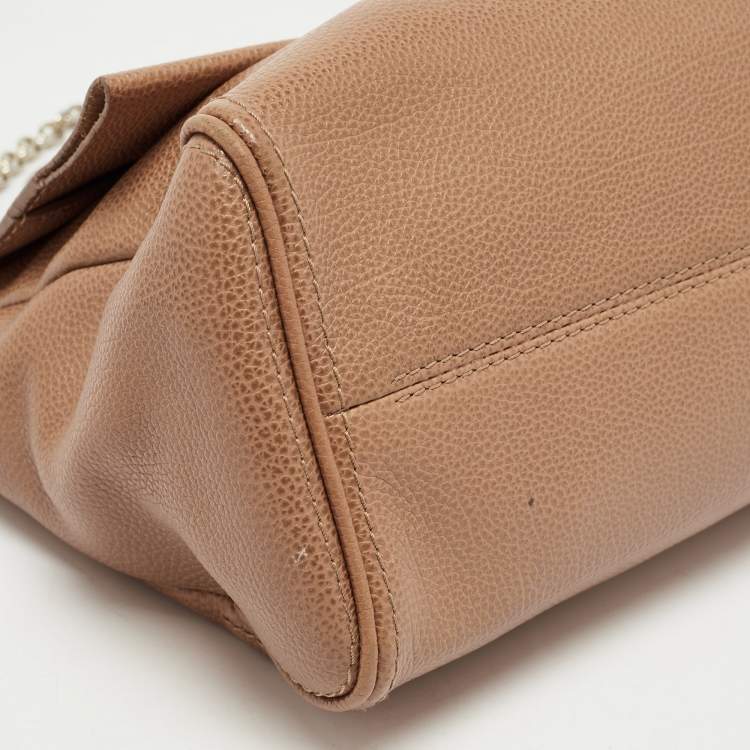 Pre Owned CH Carolina Herrera Light Brown Leather Minueto Flap Bag