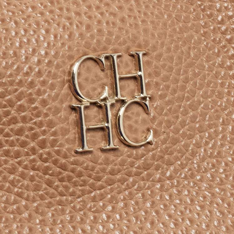 Pre Owned CH Carolina Herrera Light Brown Leather Minueto Flap Bag