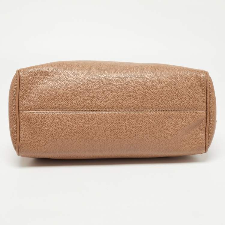 Pre Owned CH Carolina Herrera Light Brown Leather Minueto Flap Bag