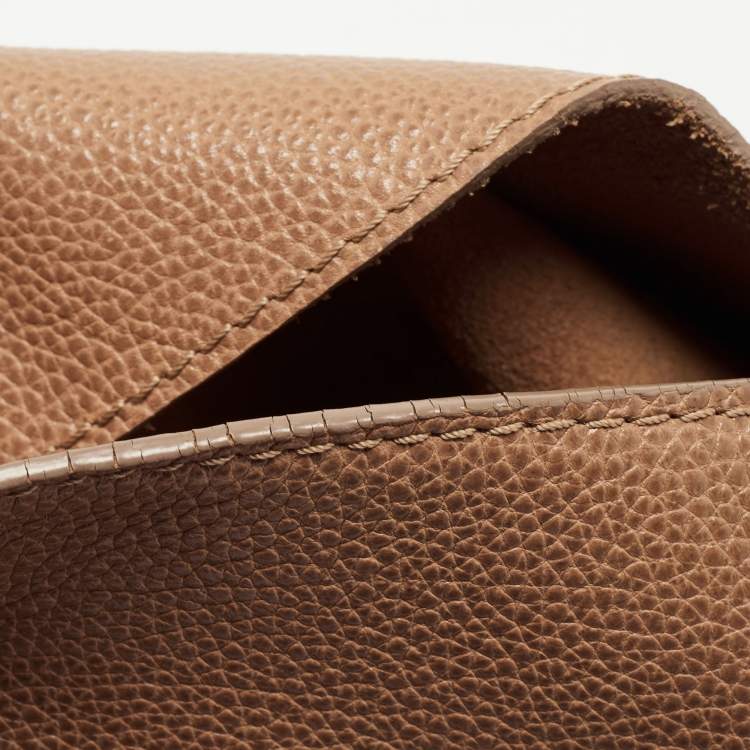 Pre Owned CH Carolina Herrera Light Brown Leather Minueto Flap Bag