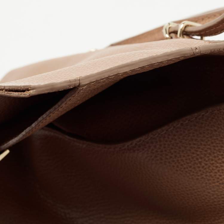 Pre Owned CH Carolina Herrera Light Brown Leather Minueto Flap Bag
