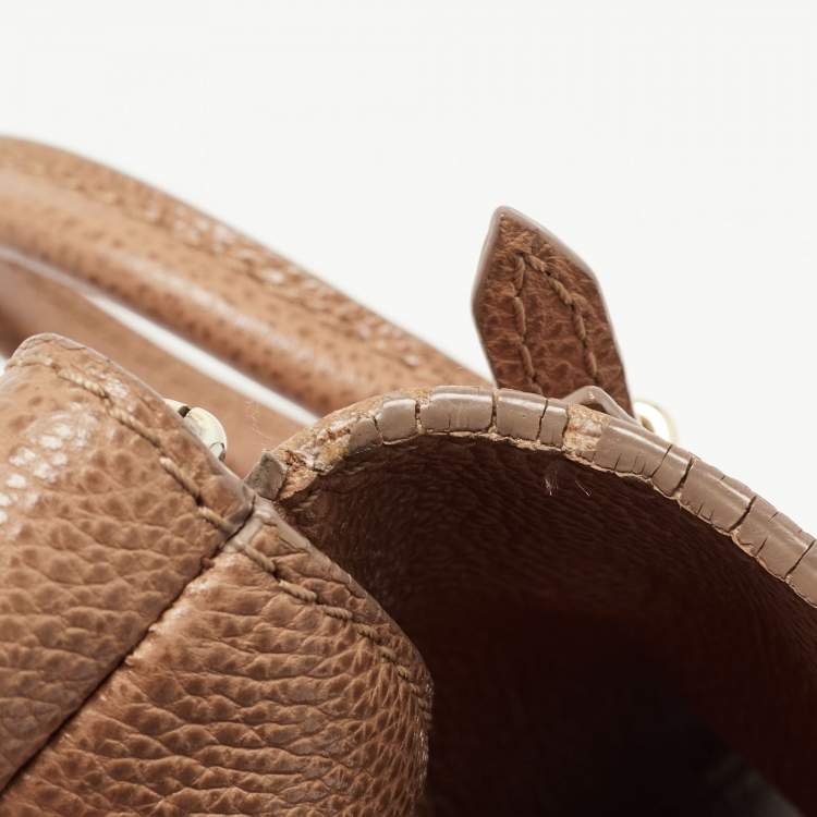 Pre Owned CH Carolina Herrera Light Brown Leather Minueto Flap Bag