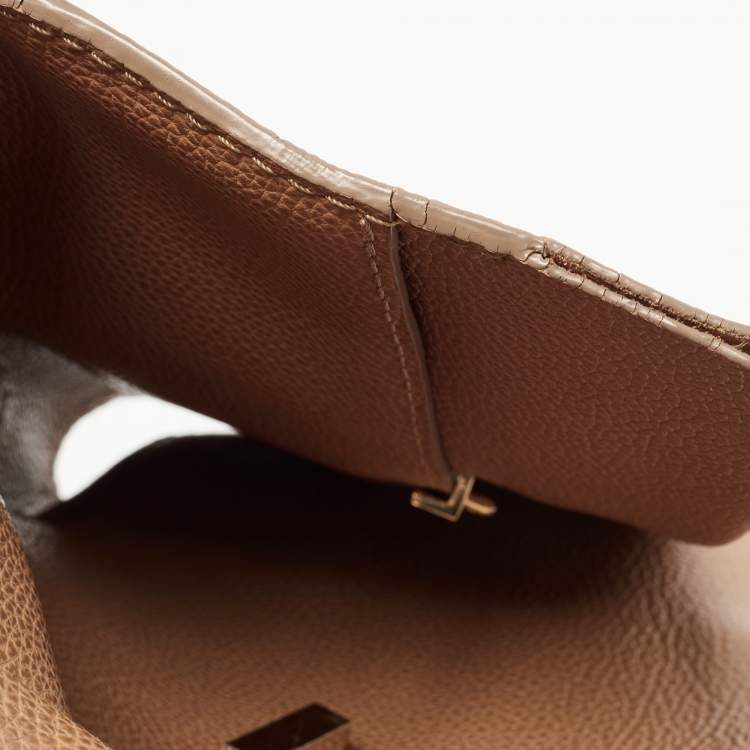 Pre Owned CH Carolina Herrera Light Brown Leather Minueto Flap Bag