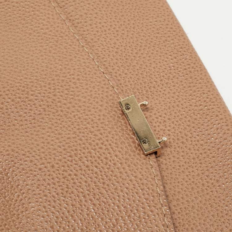 Pre Owned CH Carolina Herrera Light Brown Leather Minueto Flap Bag