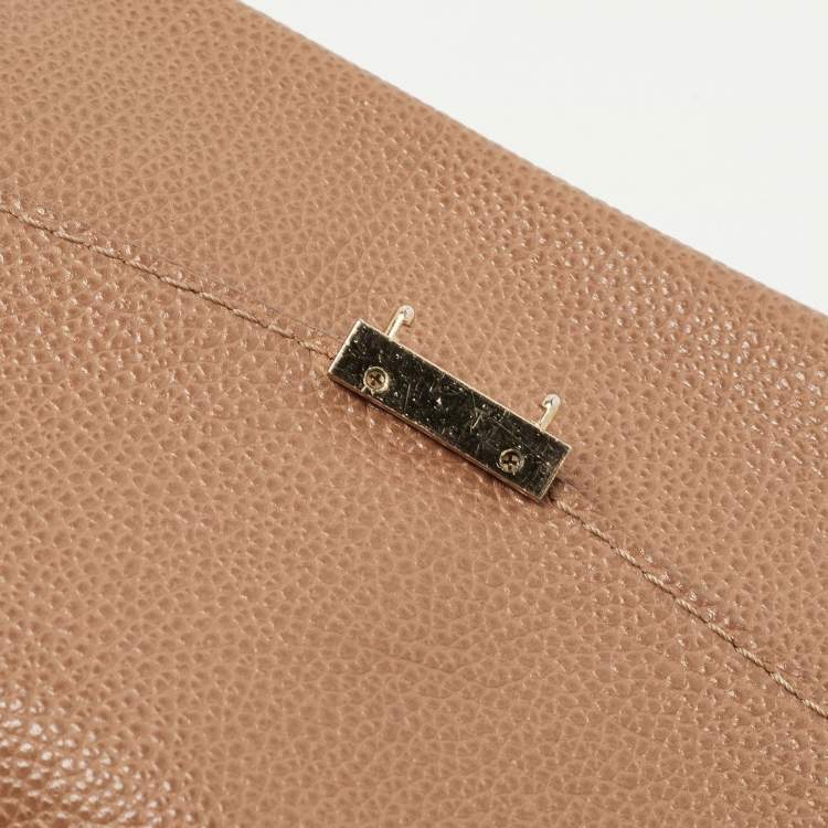 Pre Owned CH Carolina Herrera Light Brown Leather Minueto Flap Bag