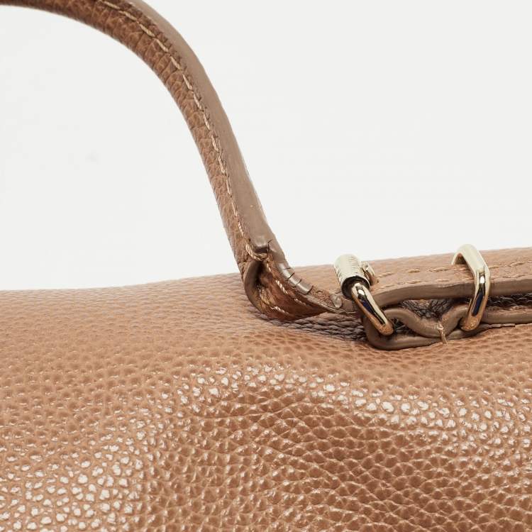 Pre Owned CH Carolina Herrera Light Brown Leather Minueto Flap Bag