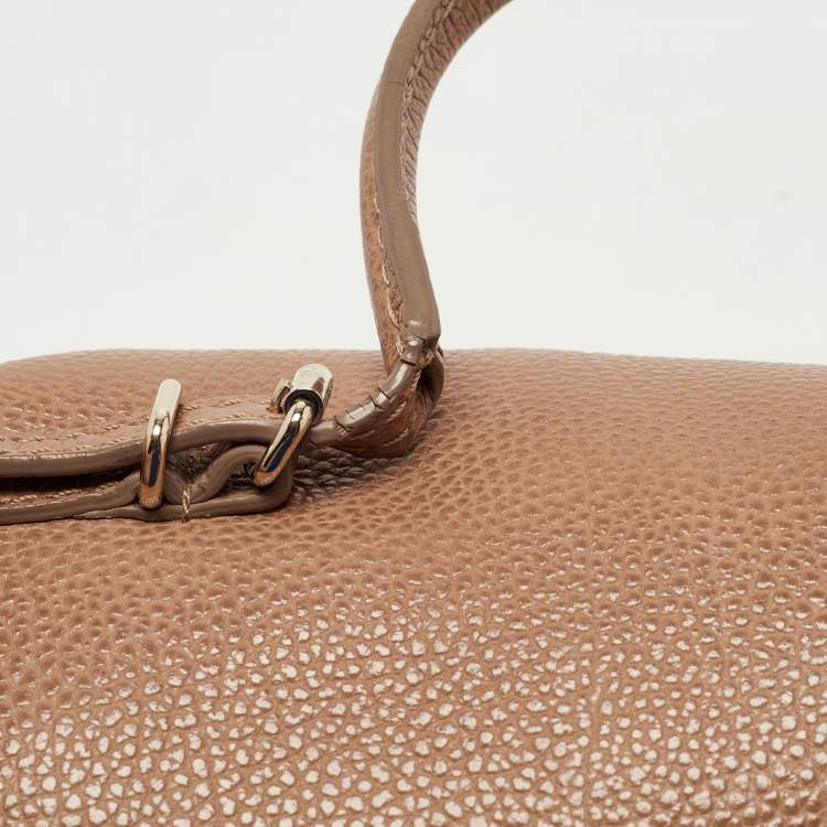 Pre Owned CH Carolina Herrera Light Brown Leather Minueto Flap Bag