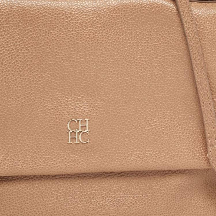 Pre Owned CH Carolina Herrera Light Brown Leather Minueto Flap Bag