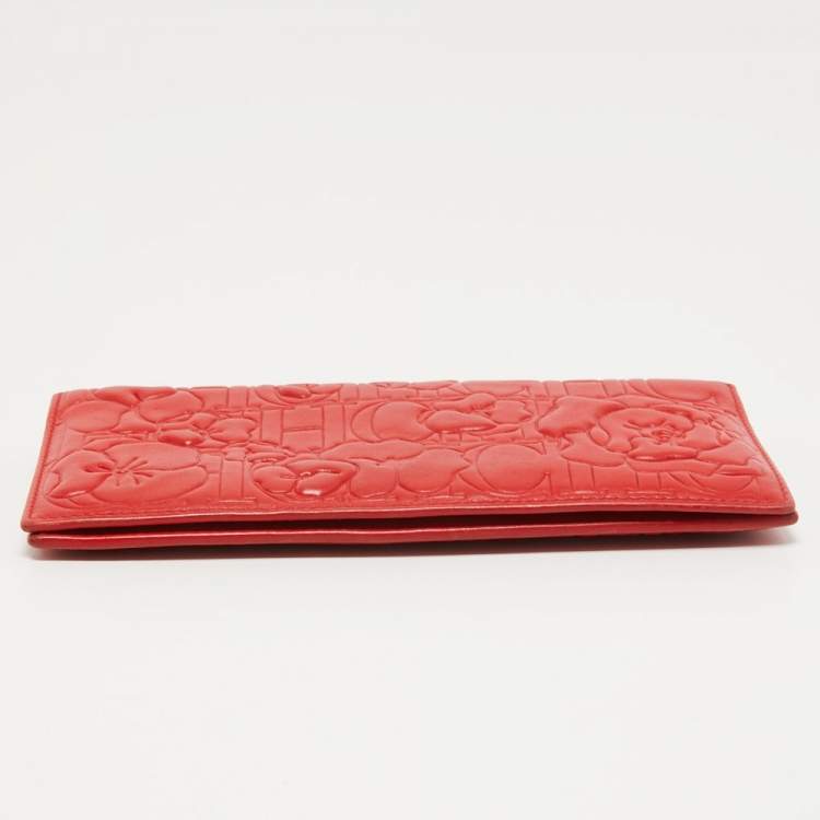 Pre Owned CH Carolina Herrera Embossed Leather Bifold Continental Wallet