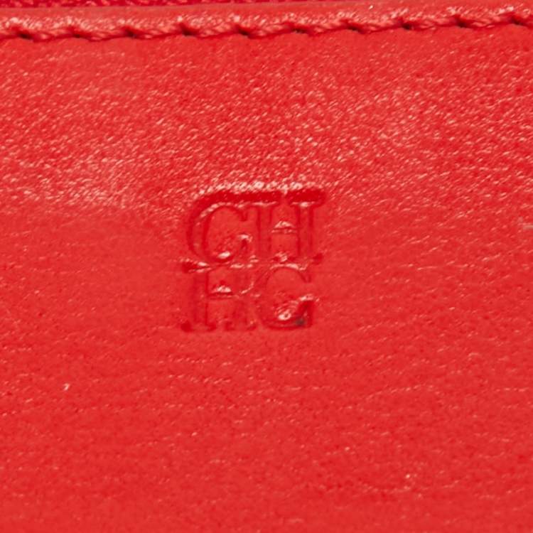 Pre Owned CH Carolina Herrera Embossed Leather Bifold Continental Wallet