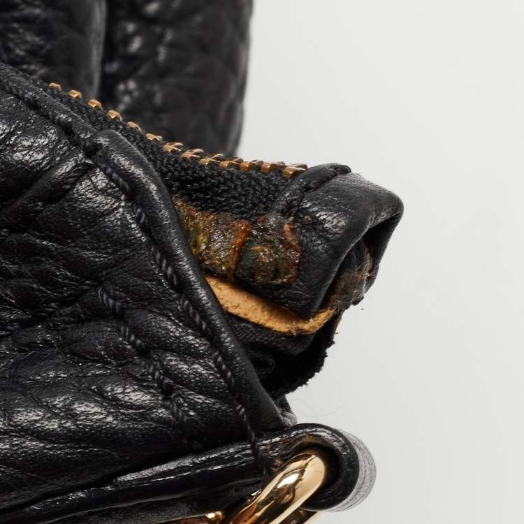 Pre Owned CH Carolina Herrera Black Leather Tassel Hobo