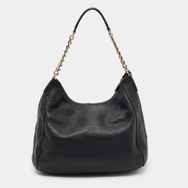 Pre Owned CH Carolina Herrera Black Leather Tassel Hobo