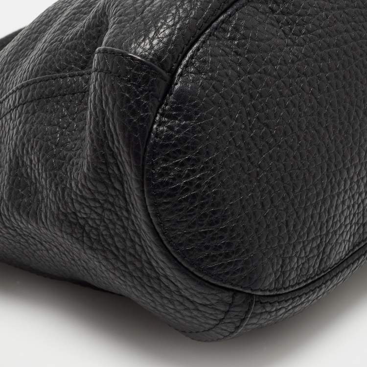 Pre Owned CH Carolina Herrera Black Leather Tassel Hobo