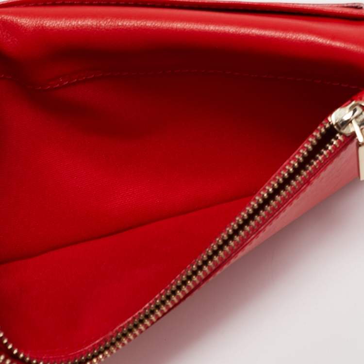 Pre Owned CH Carolina Herrera Red Embossed Leather Bifold Continental Wallet