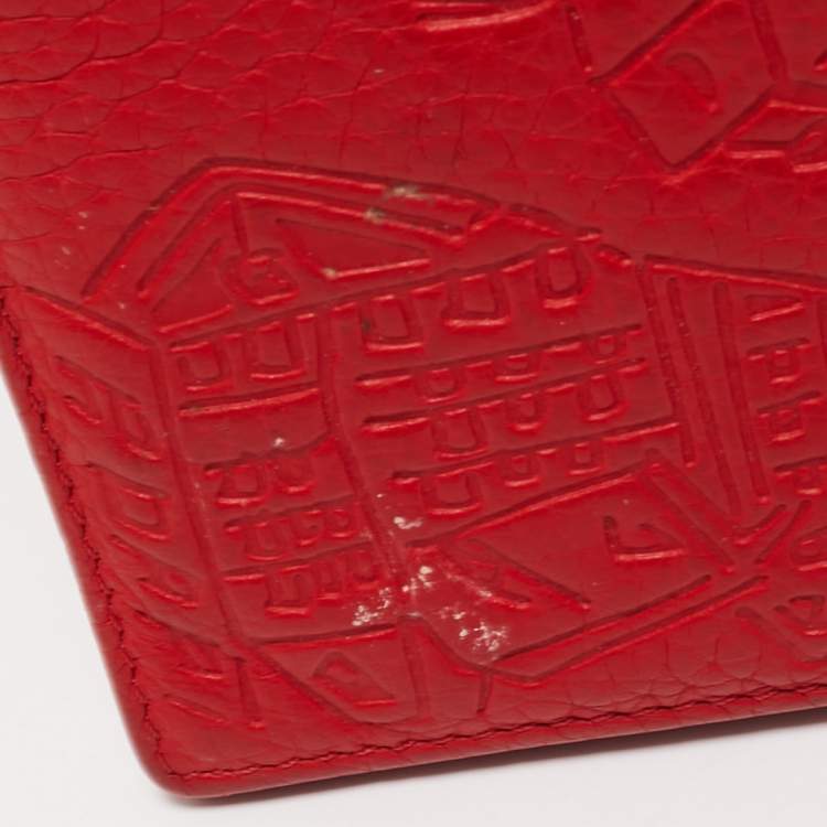 Pre Owned CH Carolina Herrera Red Embossed Leather Bifold Continental Wallet