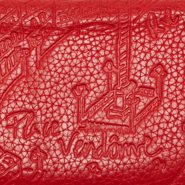 Pre Owned CH Carolina Herrera Red Embossed Leather Bifold Continental Wallet