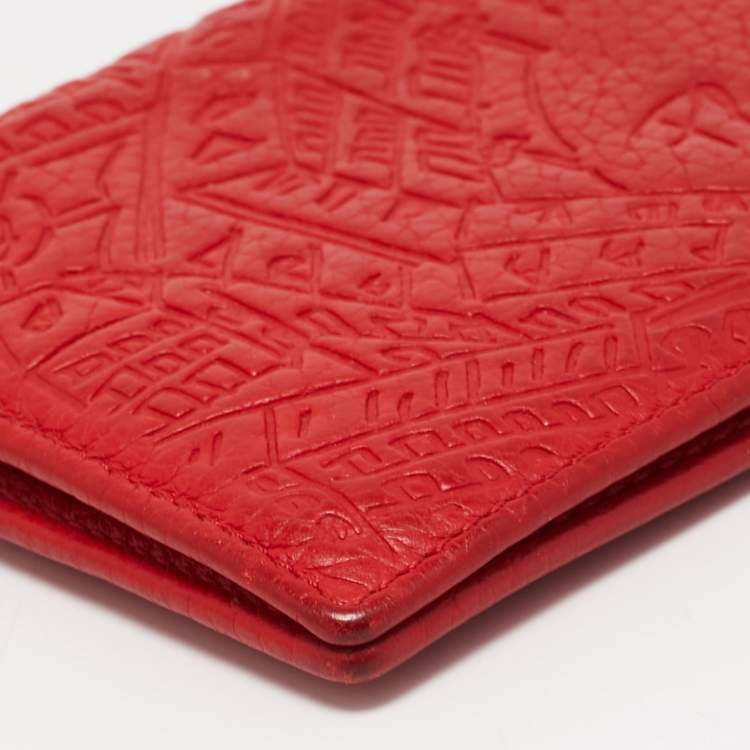 Pre Owned CH Carolina Herrera Red Embossed Leather Bifold Continental Wallet