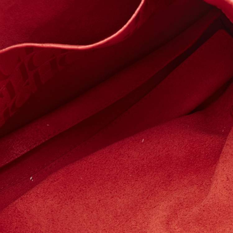 Pre Owned CH Carolina Herrera Red Monogram Leather Shopper Tote
