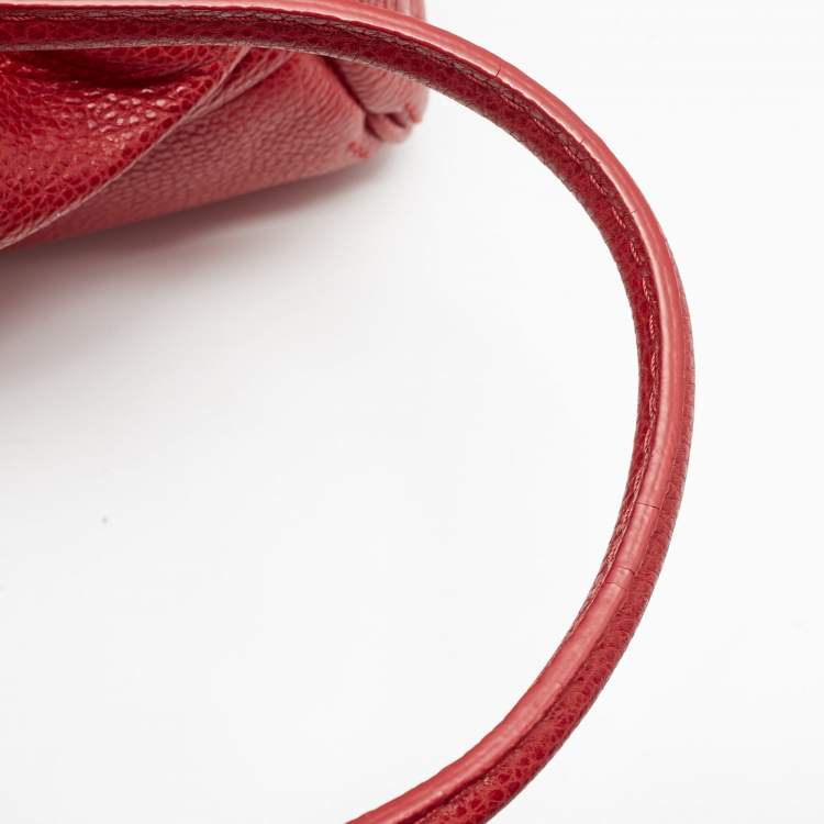 Pre Owned CH Carolina Herrera Red Monogram Leather Shopper Tote