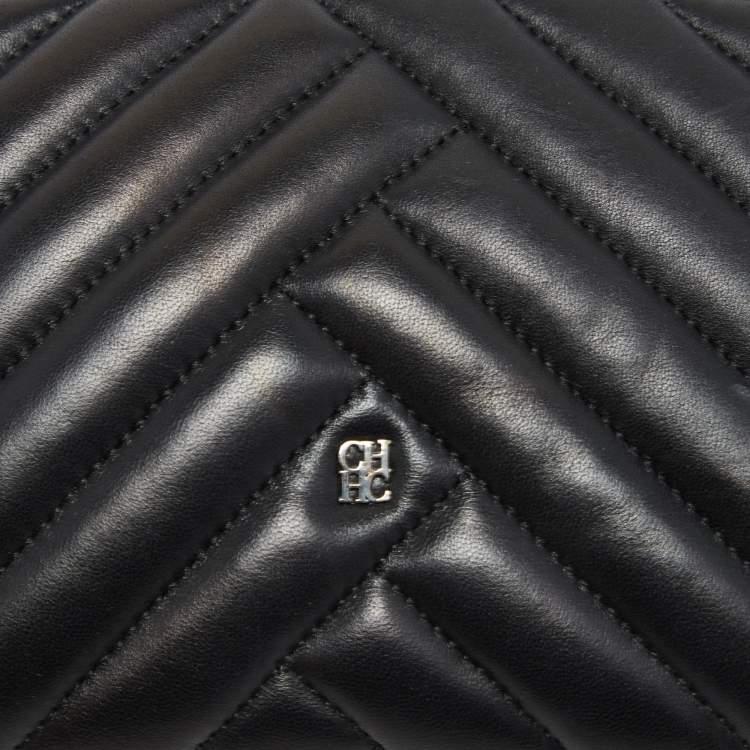 Pre Owned CH Carolina Herrera Black Quilted Leather Crossbody Bag 