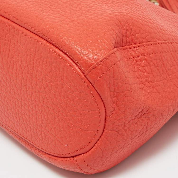Pre Owned CH Carolina Herrera Dark Orange Grain Leather Chain Shoulder Bag