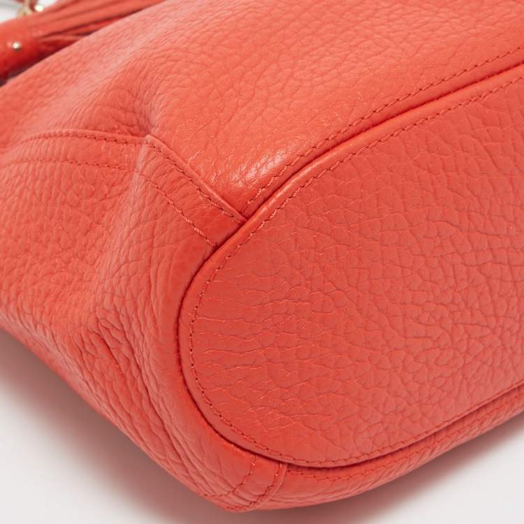 Pre Owned CH Carolina Herrera Dark Orange Grain Leather Chain Shoulder Bag